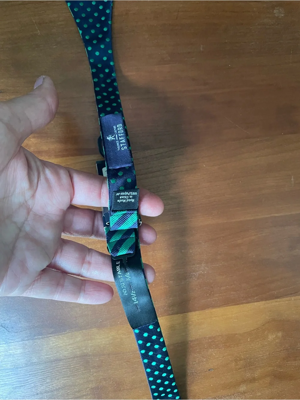 NWT Stafford Self Tie Bow Tie Diagonal Stripe Blue Green